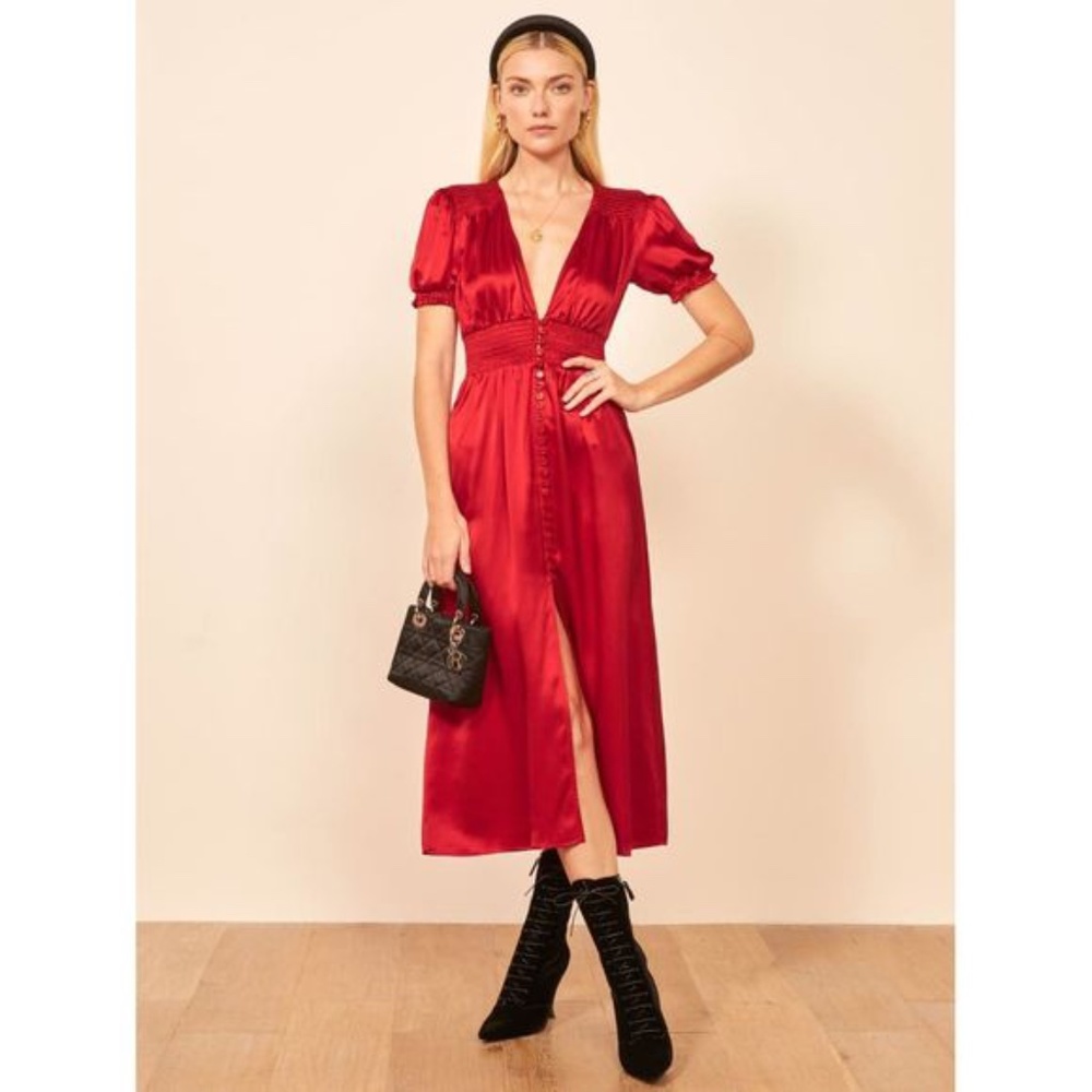 Reformation NWT Alexea Midi Dress In Cherry